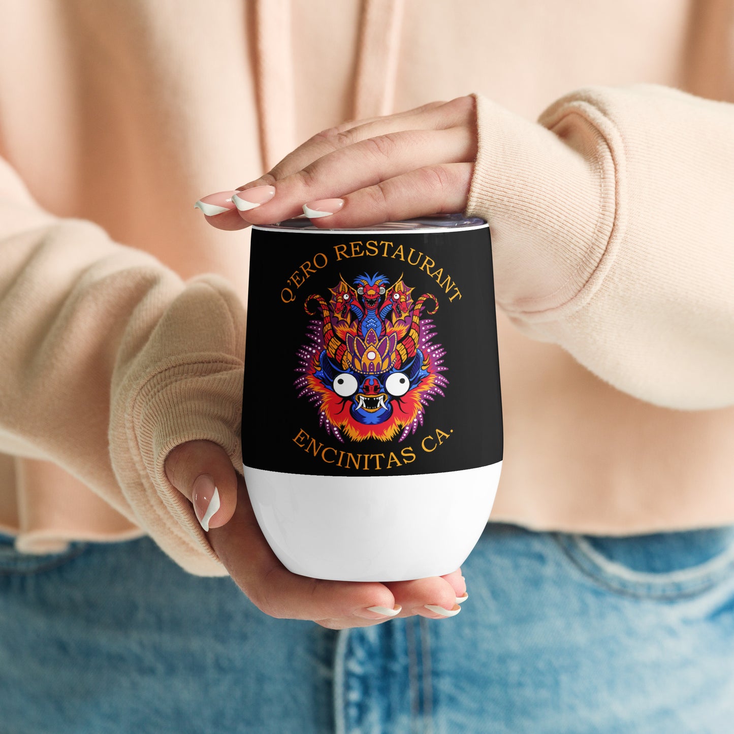 Diablada Blue/Orange Wine tumbler