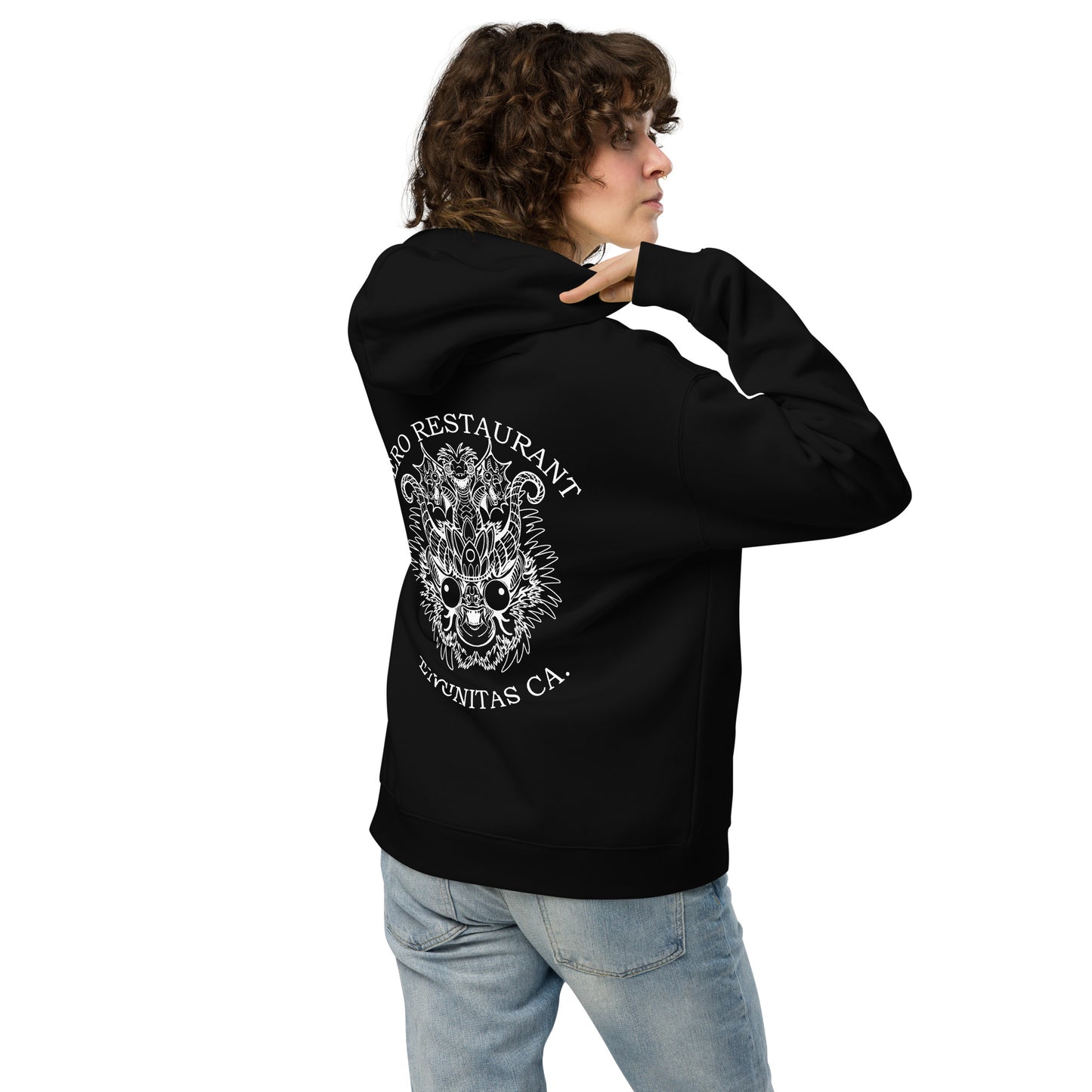 Diablada White Outline - Thick No-Drawstring Oversized Hoodie